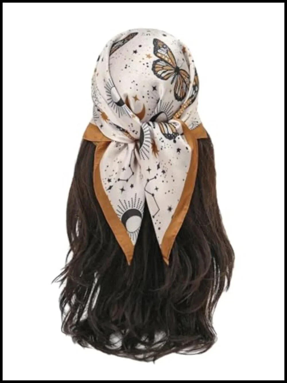 Satin Hair Scarf Neckerchief Square Bandana Head Wrap, Vintage Pattern